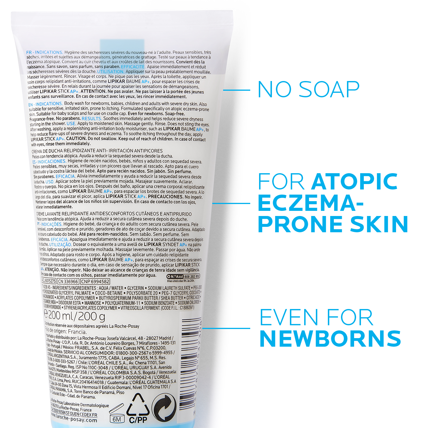 La Roche-Posay Lipikar Syndet AP+ Body Wash for Eczema Prone Skin 200ml - Image 4